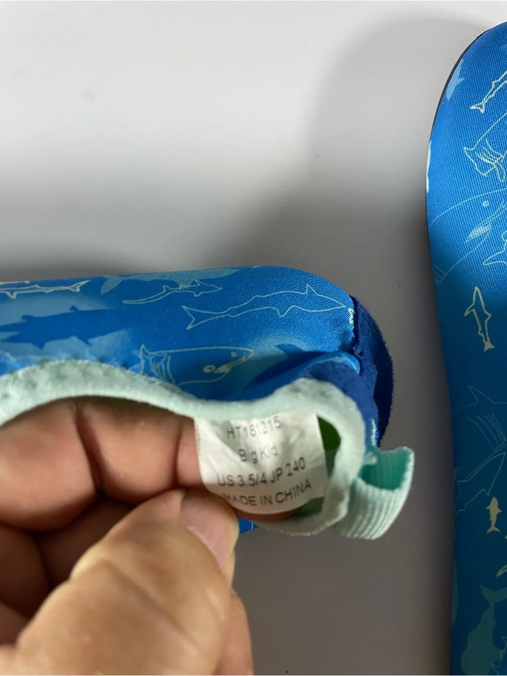 Kids Blue Shark-Print Water Shoes with Lime Insole